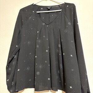 L Starry Blouse with Loose Fit and Elastic Wrist